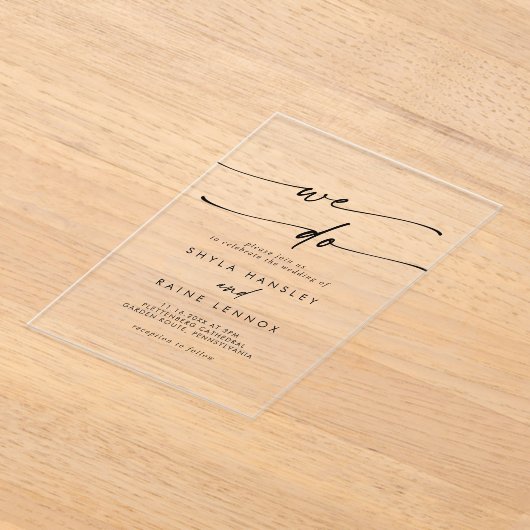 Boho Chic Uniek Clear Acryl We Do Wedding Acryl Uitnodigingen (Laagn)