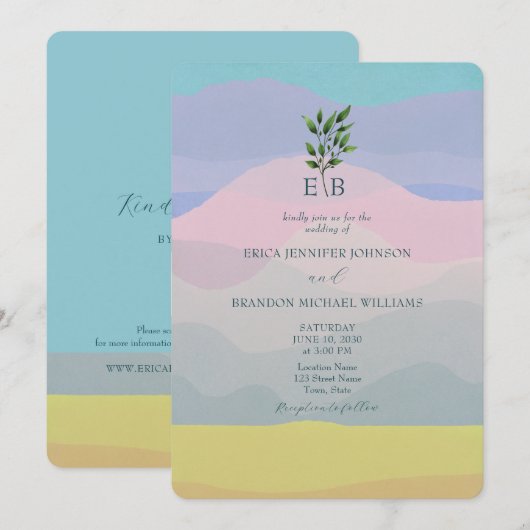 Boho Chic Unieke Kleurrijke Huwelijksuitnodiging Kaart (Voorkant / Achterkant)