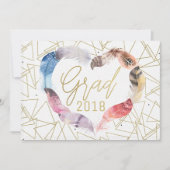 Boho Chic Veer Hart AFSTUDEER UITNODIGINGEN (Voorkant)