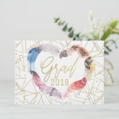 Boho Chic Veer Hart AFSTUDEER UITNODIGINGEN (Staand voorkant)