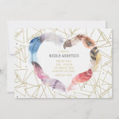 Boho Chic Veer Hart AFSTUDEER UITNODIGINGEN (Achterkant)