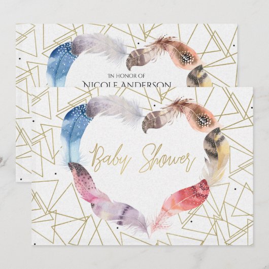 Boho Chic Veer Hart Babyshower Uitnodigingen (Voorkant / Achterkant)