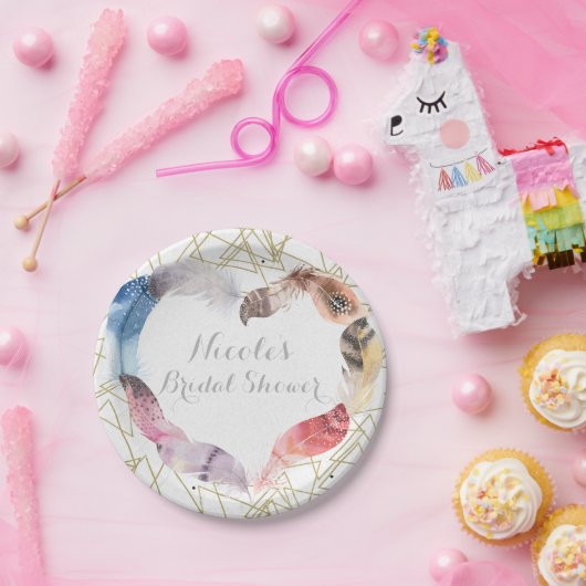 Boho Chic Veer Hart Gepersonaliseerde Partij Papieren Bordje (Feest)