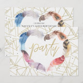 Boho Chic Veer Hart Verjaardagsfeest Uitnodigingsk Kaart (Voorkant / Achterkant)