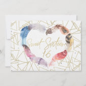 Boho Chic Veer Hart Zoete 16 Feest Uitnodigingen (Voorkant)