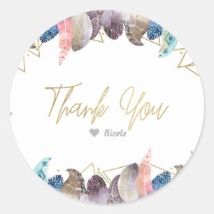 Boho Chic Veren Rustic Glam & Goud Feest Favor Ronde Sticker