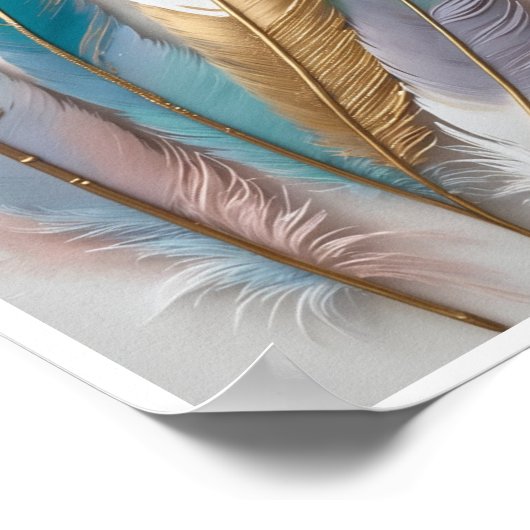 Boho-chic veren schilderen acryl gemengde media poster (Hoek)