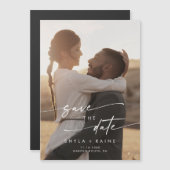 Boho Chic Verloving Foto Bruiloft Save the Date Magnetische Uitnodiging (Voorkant / Achterkant)