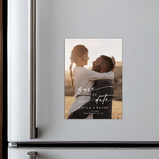 Boho Chic Verloving Foto Bruiloft Save the Date Magnetische Uitnodiging