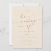 Boho Chic Vintage Goud De Bruiloft Van Kaart (Voorkant)