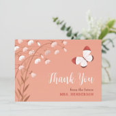 Boho Chic Vlinder Bloemige Elegante Bruiloft Feest Bedankkaart (Staand voorkant)