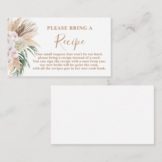 Boho Chic Vrijgezellenfeest Recipe Card-aanvraag Informatiekaartje (Voorkant / Achterkant)