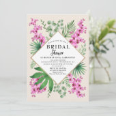 Boho Chic Vrijgezellenfeest Tropical Floral QR Cod Kaart (Staand voorkant)