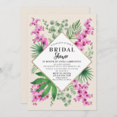 Boho Chic Vrijgezellenfeest Tropical Floral QR Cod Kaart (Voorkant / Achterkant)