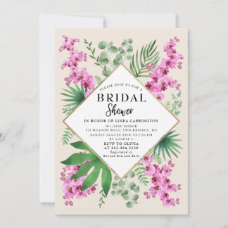 Boho Chic Vrijgezellenfeest Tropical Floral QR Cod Kaart