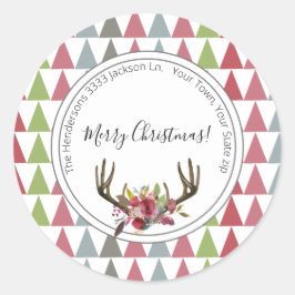 Boho Chic Vrolijke Kerstmis Envelop Seal Ronde Sticker