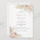 Boho Chic Watercolor Bloemen Bruiloft Kaart (Voorkant)