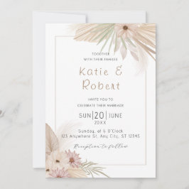 Boho Chic Watercolor Bloemen Bruiloft Kaart