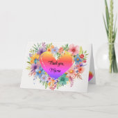 Boho, Chic, Watercolor Bloemen Moederdag Kaart (Voorkant)