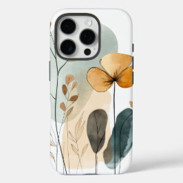 Boho Chic Watercolor Floral Green Blue iPhone 16 Pro Hoesje