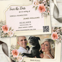 Boho Chic Watercolor Foto Save the Date Kaart