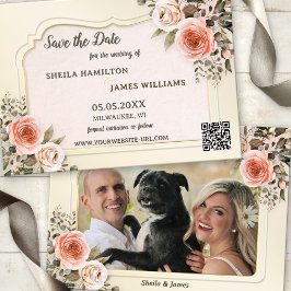 Boho Chic Watercolor Foto Save the Date Kaart