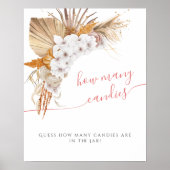 Boho Chic Waterverf Baby shower Hoeveel Snoepjes Poster (Voorkant)