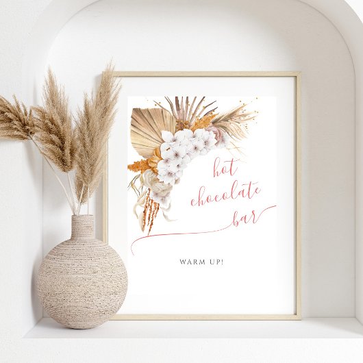 Boho Chic Waterverf Baby shower Hot Chocolate Bar Poster