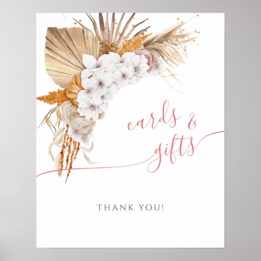 Boho Chic Waterverf Baby shower Kaarten & cadeaus Poster (Voorkant)