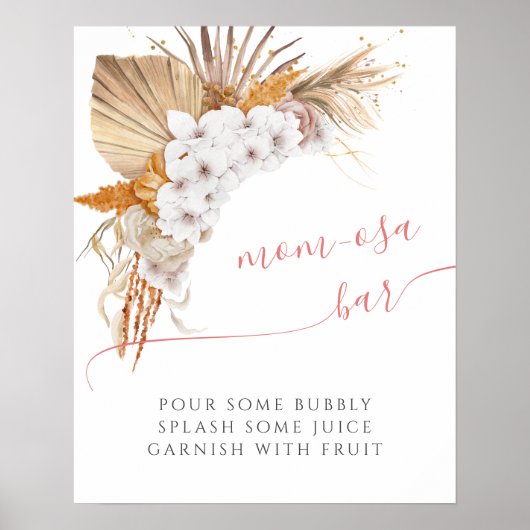 Boho Chic Waterverf Baby shower Mam-osa Bar Poster (Voorkant)