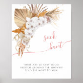 Boho Chic Waterverf Baby shower Sock Hunt Poster (Voorkant)