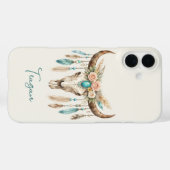 Boho Chic Waterverf Bloem Koeien Schedel Case-Mate iPhone Case (Achterkant (horizontaal))