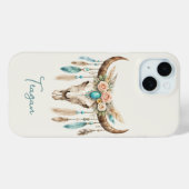 Boho Chic Waterverf Bloem Koeien Schedel Case-Mate iPhone Case (Achterkant (horizontaal))