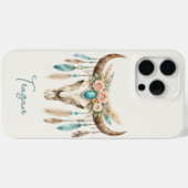 Boho Chic Waterverf Bloem Koeien Schedel Case-Mate iPhone Case (Achterkant (horizontaal))