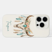 Boho Chic Waterverf Bloem Koeien Schedel Case-Mate iPhone Case (Achterkant (horizontaal))
