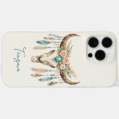 Boho Chic Waterverf Bloem Koeien Schedel Case-Mate iPhone Case (Achterkant (horizontaal))