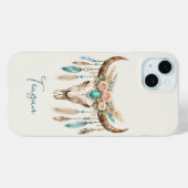 Boho Chic Waterverf Bloem Koeien Schedel Case-Mate iPhone Case (Achterkant (horizontaal))