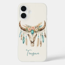 Boho Chic Waterverf Bloem Koeien Schedel