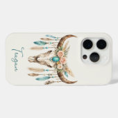 Boho Chic Waterverf Bloem Koeien Schedel Case-Mate iPhone Case (Achterkant (horizontaal))