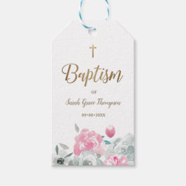 Boho Chic Waterverf Bloemen Baby Doopfeest Cadeaulabel