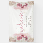 Boho Chic Waterverf Bloemen Baby Shower Welkom Spandoek (Verticaal)