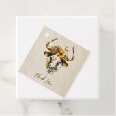 Boho Chic Waterverf Bloemen Koe Schedel Huwelijk Bedankjes Labels (In situ)