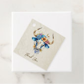 Boho Chic Waterverf Bloemen Koe Schedel Huwelijk Bedankjes Labels (In situ)