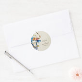Boho Chic Waterverf Bloemen Koe Schedel Huwelijk Ronde Sticker (Envelop)