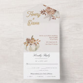 Boho Chic Waterverf bloemenbruiloft All In One Uitnodiging (Binnen)