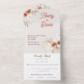 Boho Chic Waterverf bloemenbruiloft All In One Uitnodiging (Binnen)