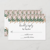 Boho Chic Waterverf bloemenbruiloft RSVP Kaartje (Voorkant / Achterkant)