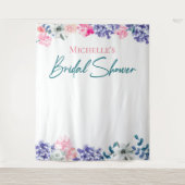 Boho Chic Waterverf bloemige douche bruid op maat Wandkleed (Voorkant)