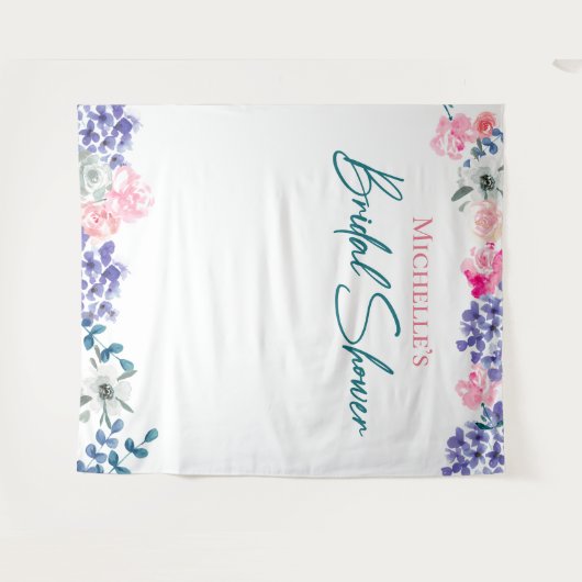 Boho Chic Waterverf bloemmotief Bruidsdouche op ma Wandkleed (Voorkant (horizontaal))