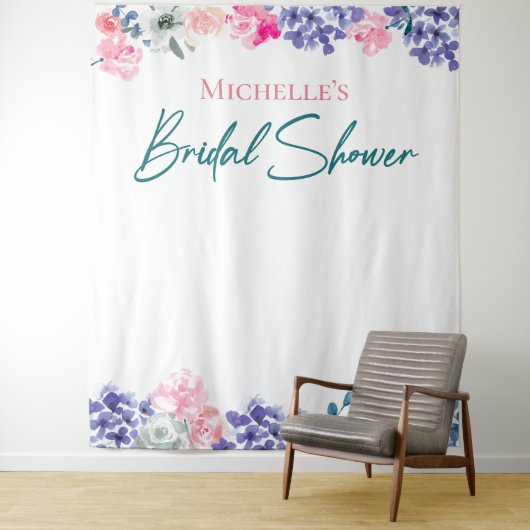 Boho Chic Waterverf bloemmotief Bruidsdouche op ma Wandkleed (In situ)